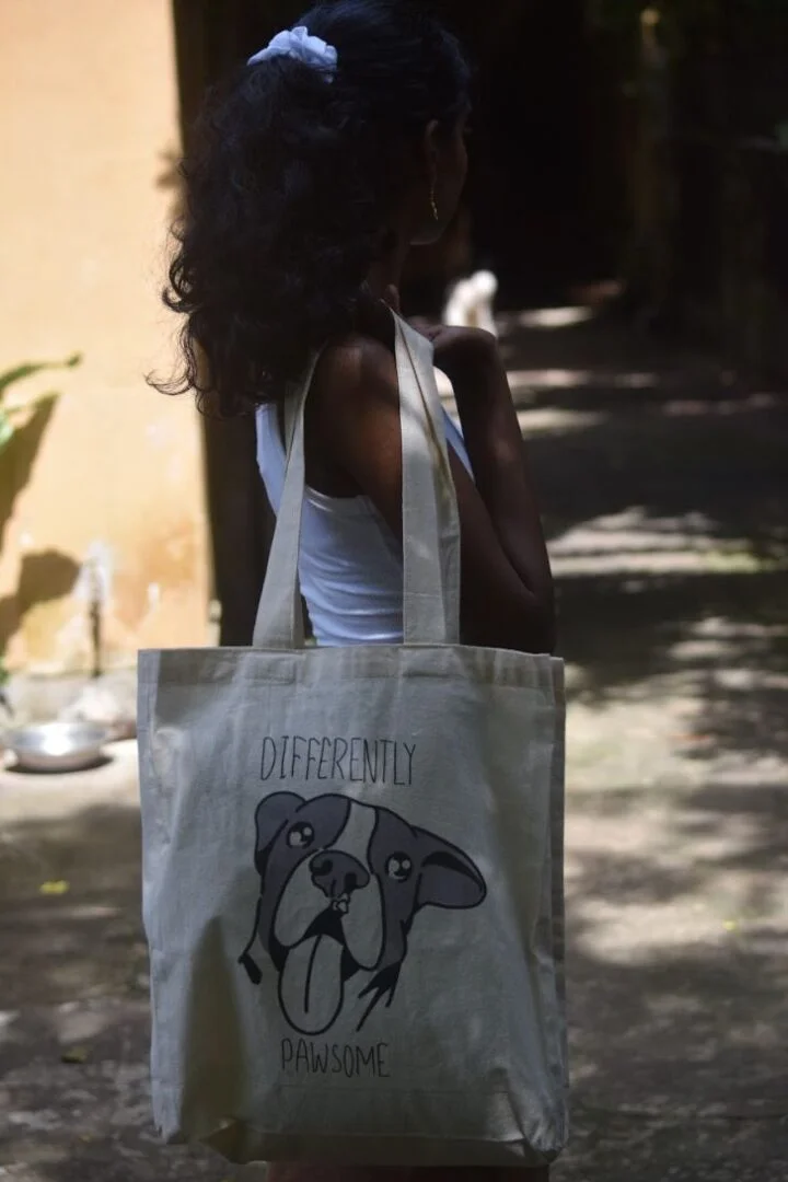 Differently Pawsome Tote Bag (Grey cloth)