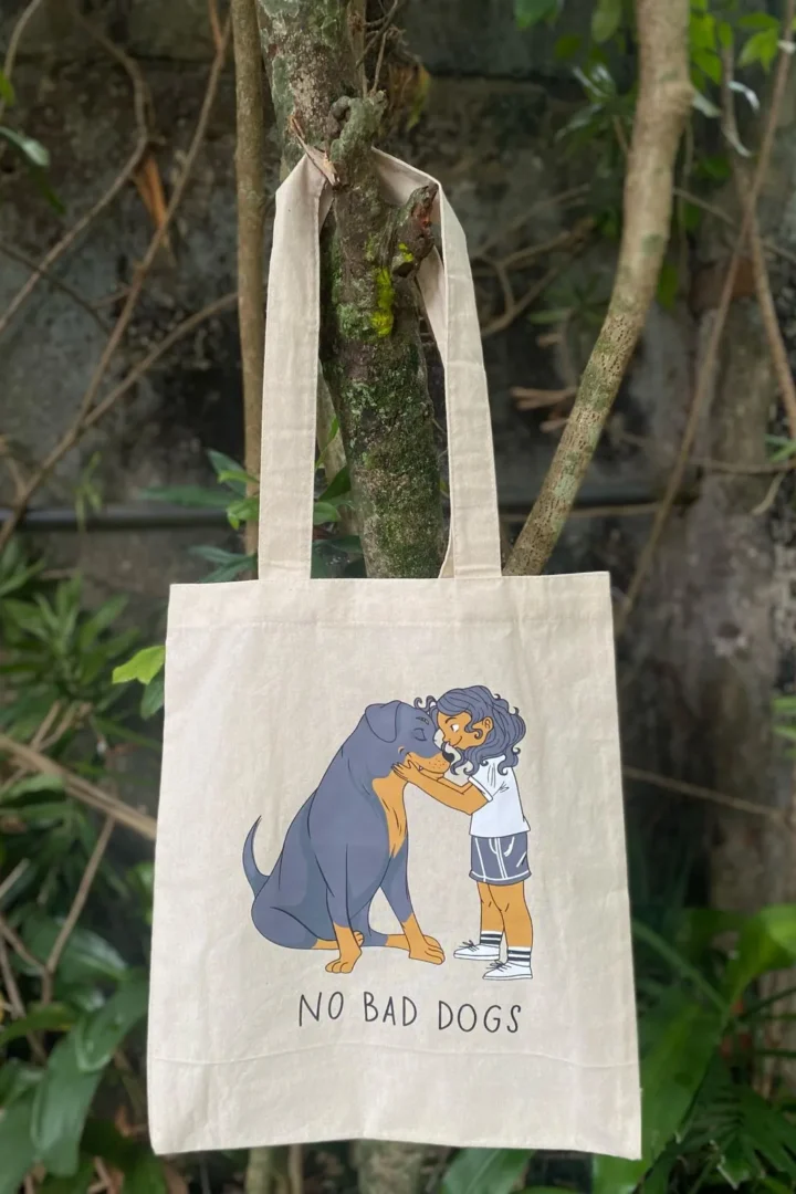 No Bad Dogs Tote Bag (Grey cloth)
